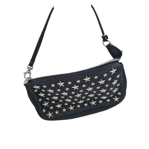 Authentic Jimmy Choo Black Leather Star Studded Small Bag Purse - Picture 4 of 15